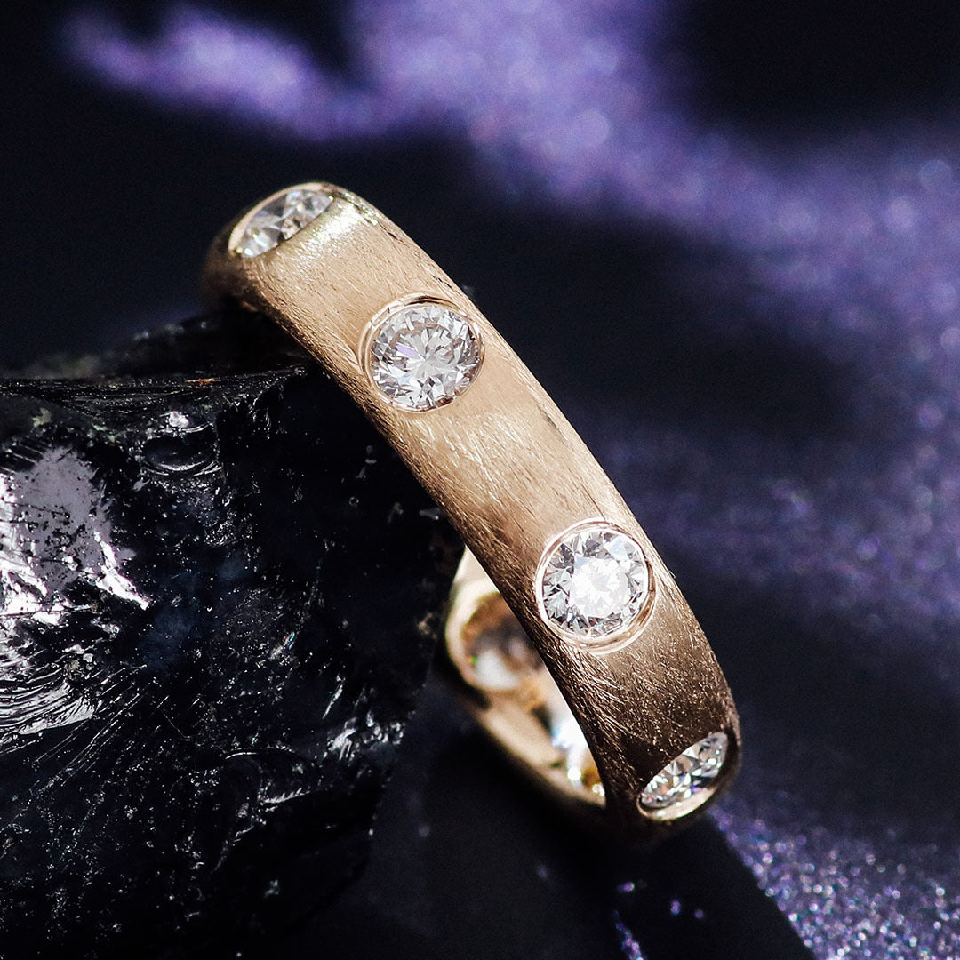 Celestial Brushed Star Ring | 18K Solid Gold - Detail View 3 | Pebble and Glow D VVS1 Lab Grown Diamond