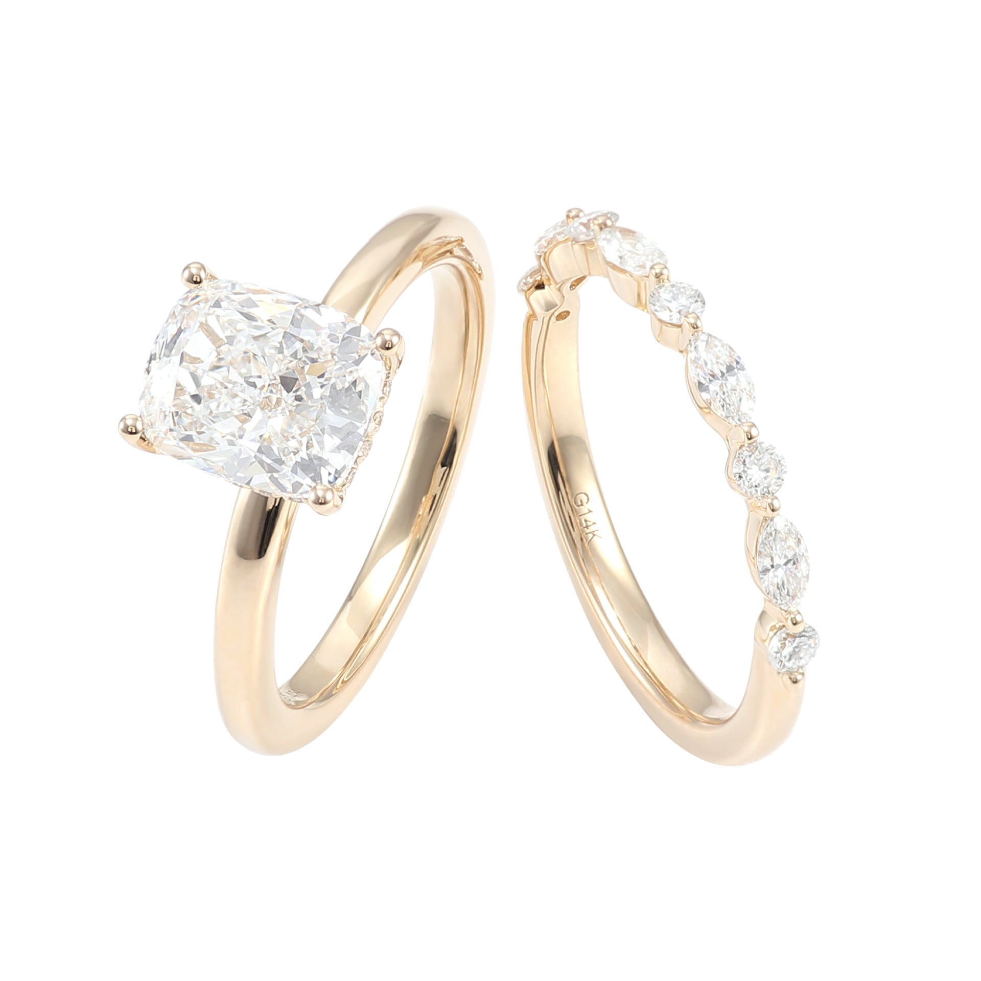 Majestic Solitaire & Pavé Diamond Ring | 18K Solid Gold - Detail View 4 | Pebble and Glow D VVS1 Lab Grown Diamond