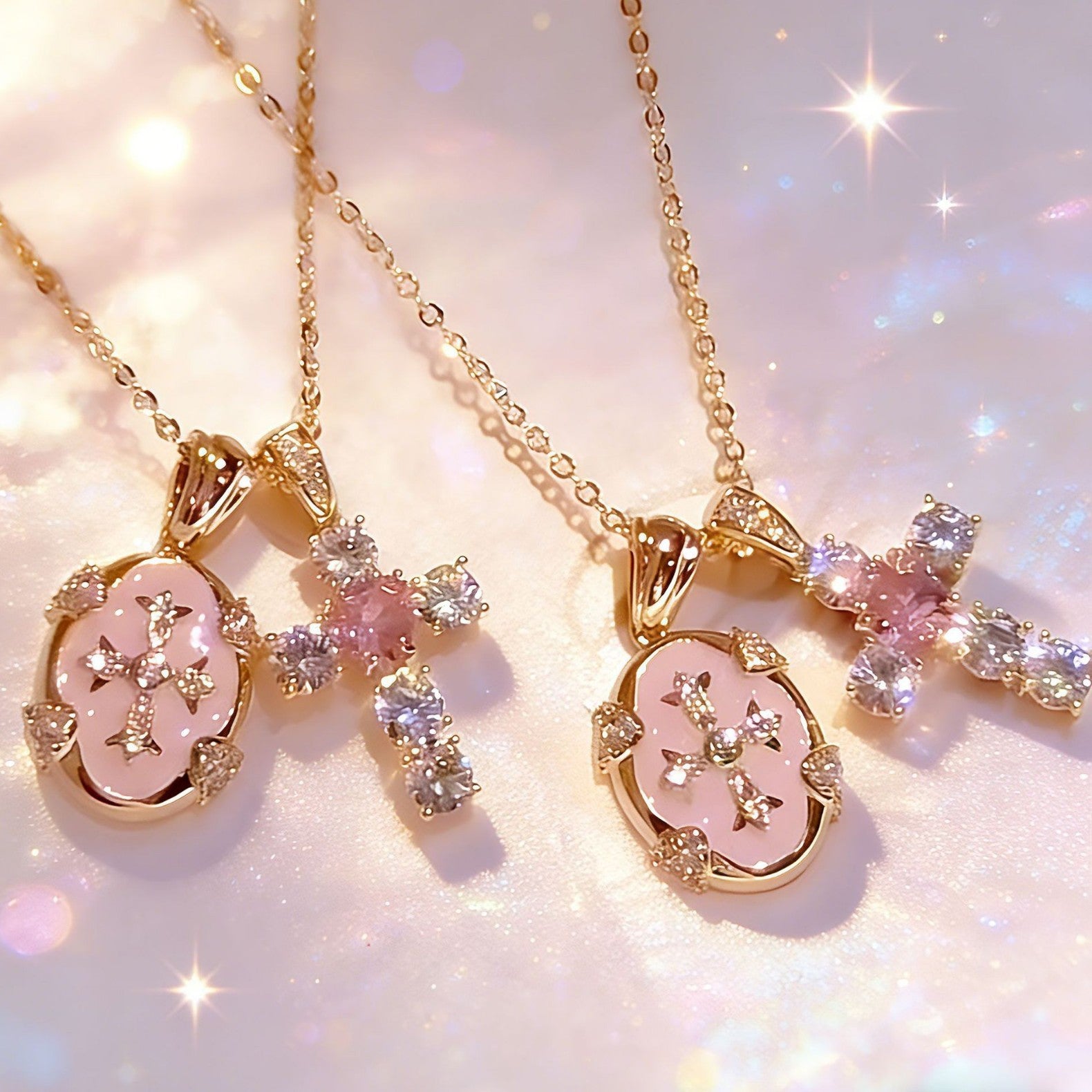 Celestial Cross Choker | 18K Gold Plated - Detail View 2 | Pebble and Glow Premium Jewelry