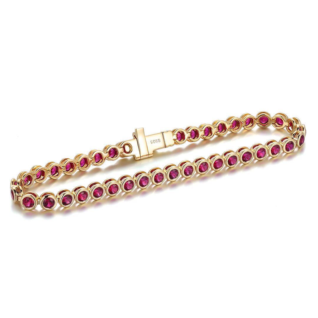 Classic Ruby Tennis Bracelet | 14K Solid Gold - Detail View 4 | Pebble and Glow Premium Jewelry