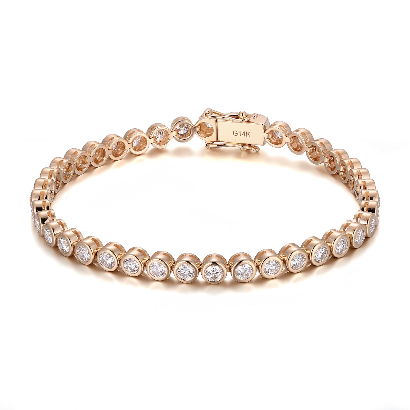 Riviera Diamond Tennis Bracelet | 14K Solid Gold - Main View | Pebble and Glow D VVS1 Lab Grown Diamond