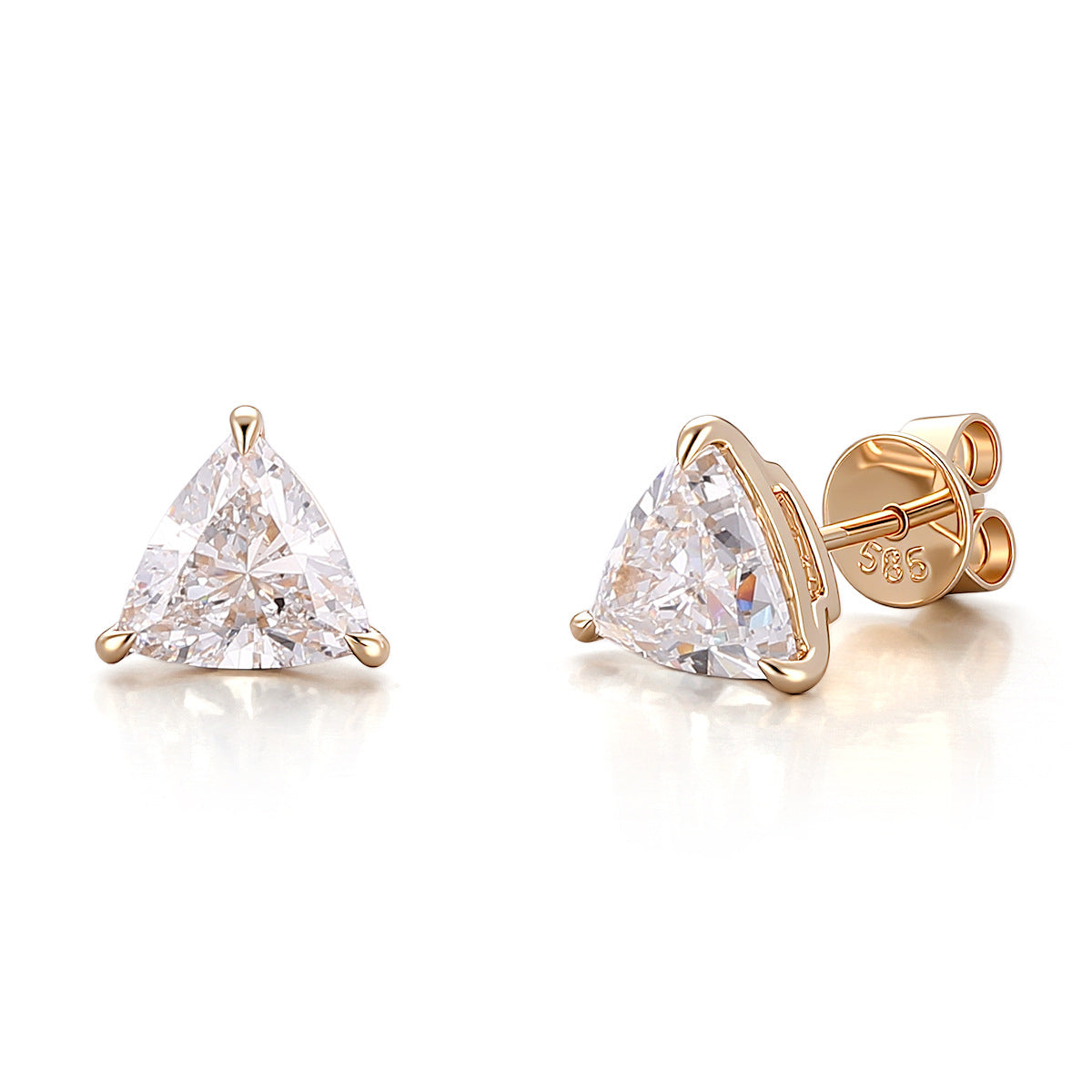 Geometric Diamond Stud Earrings | 14K Solid Gold - Detail View 4 | Pebble and Glow D VVS1 Lab Grown Diamond