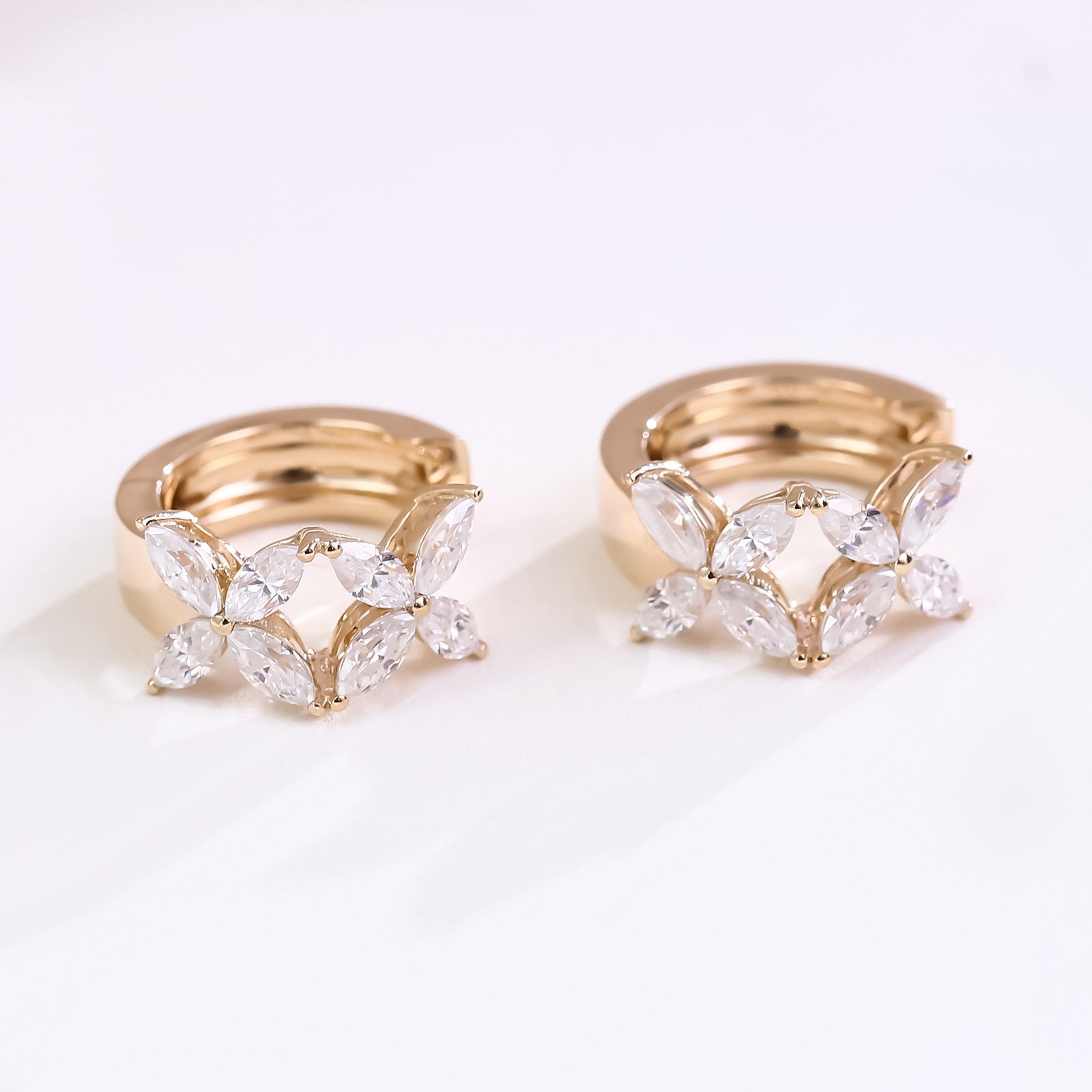 Marquise Cut Diamond Stud Earrings | 14K Solid Gold - Detail View 2 | Pebble and Glow D VVS1 Lab Grown Diamond