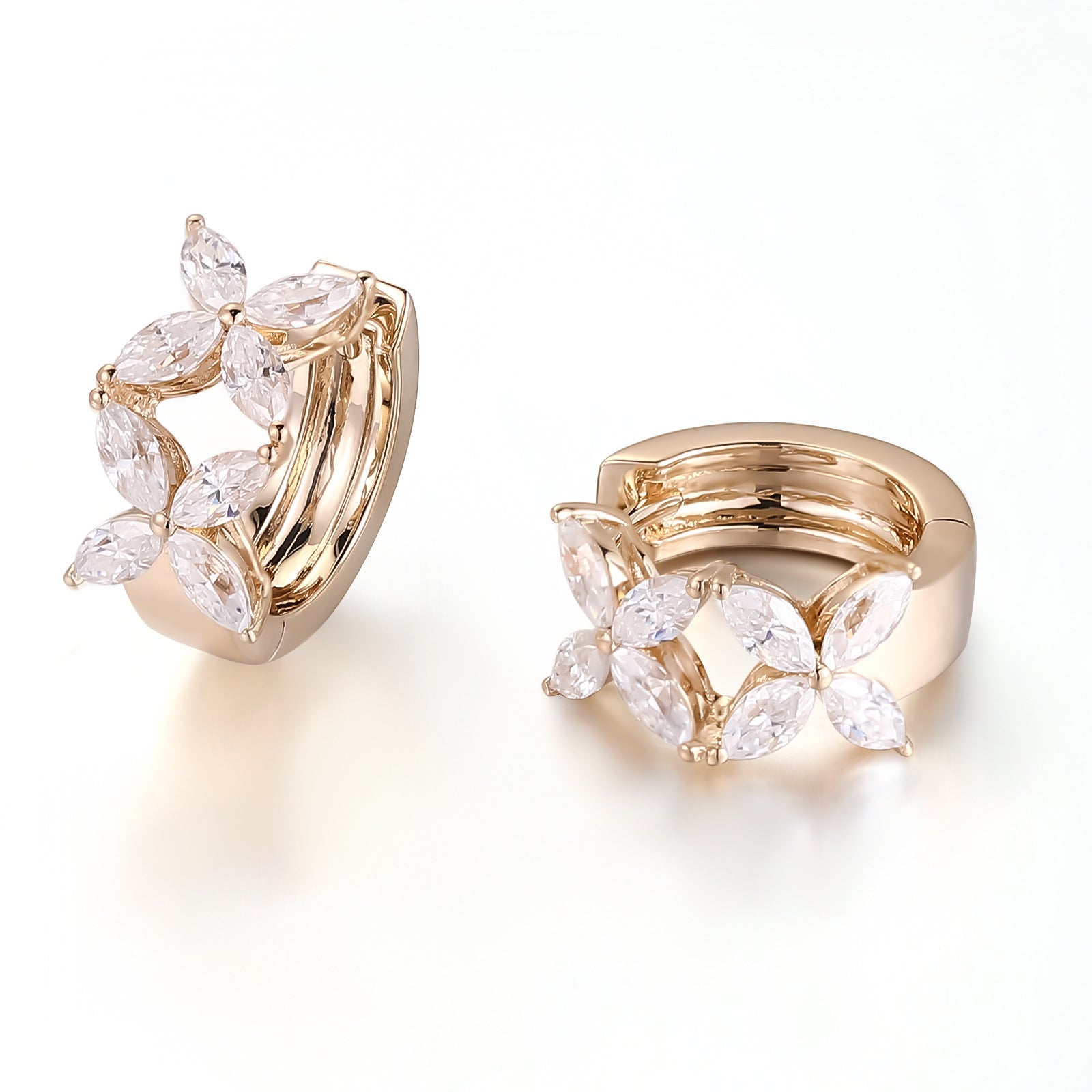 Marquise Cut Diamond Stud Earrings | 14K Solid Gold - Detail View 4 | Pebble and Glow D VVS1 Lab Grown Diamond