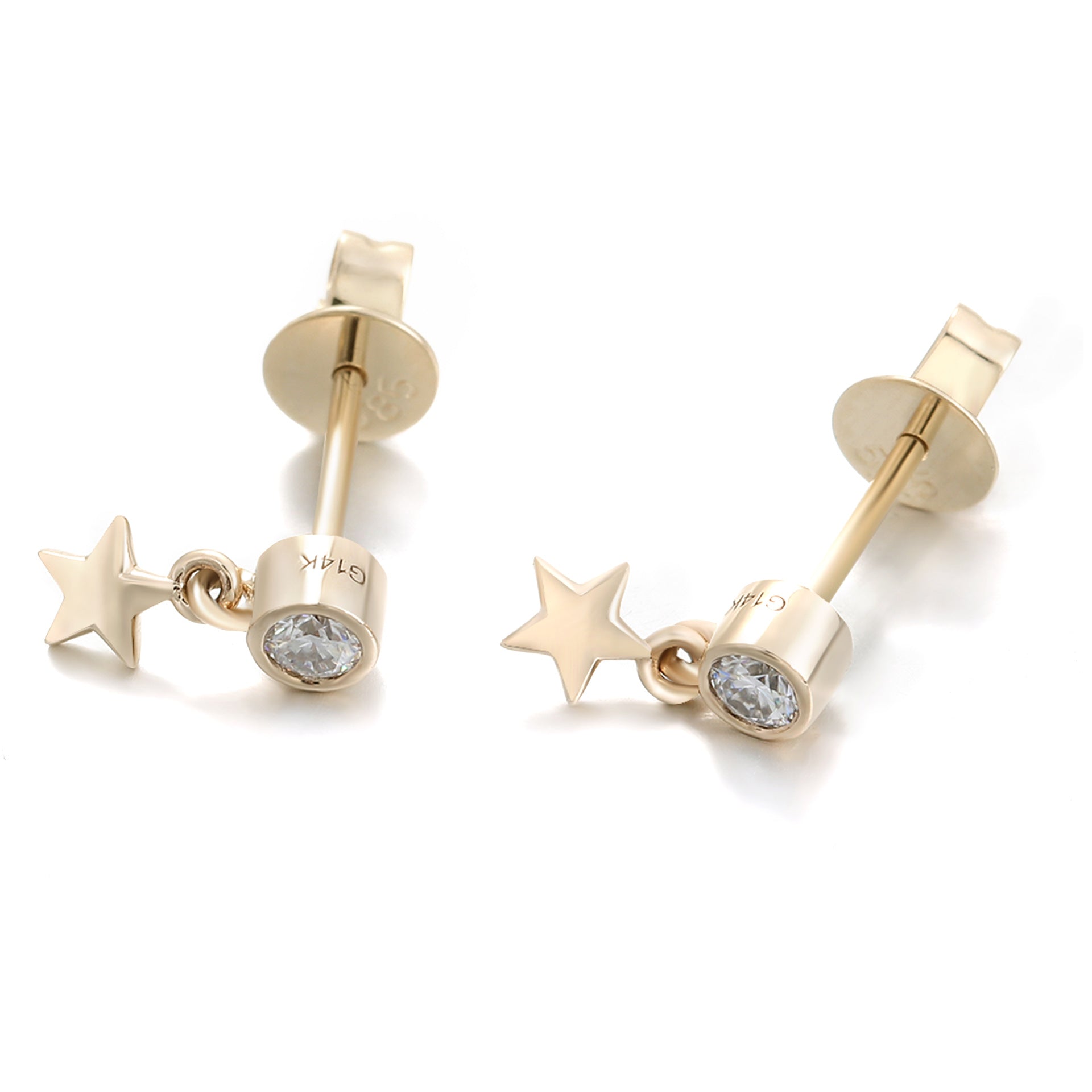 Celestial Star Diamond Stud Earrings | 18K Solid Gold - Detail View 4 | Pebble and Glow D VVS1 Lab Grown Diamond
