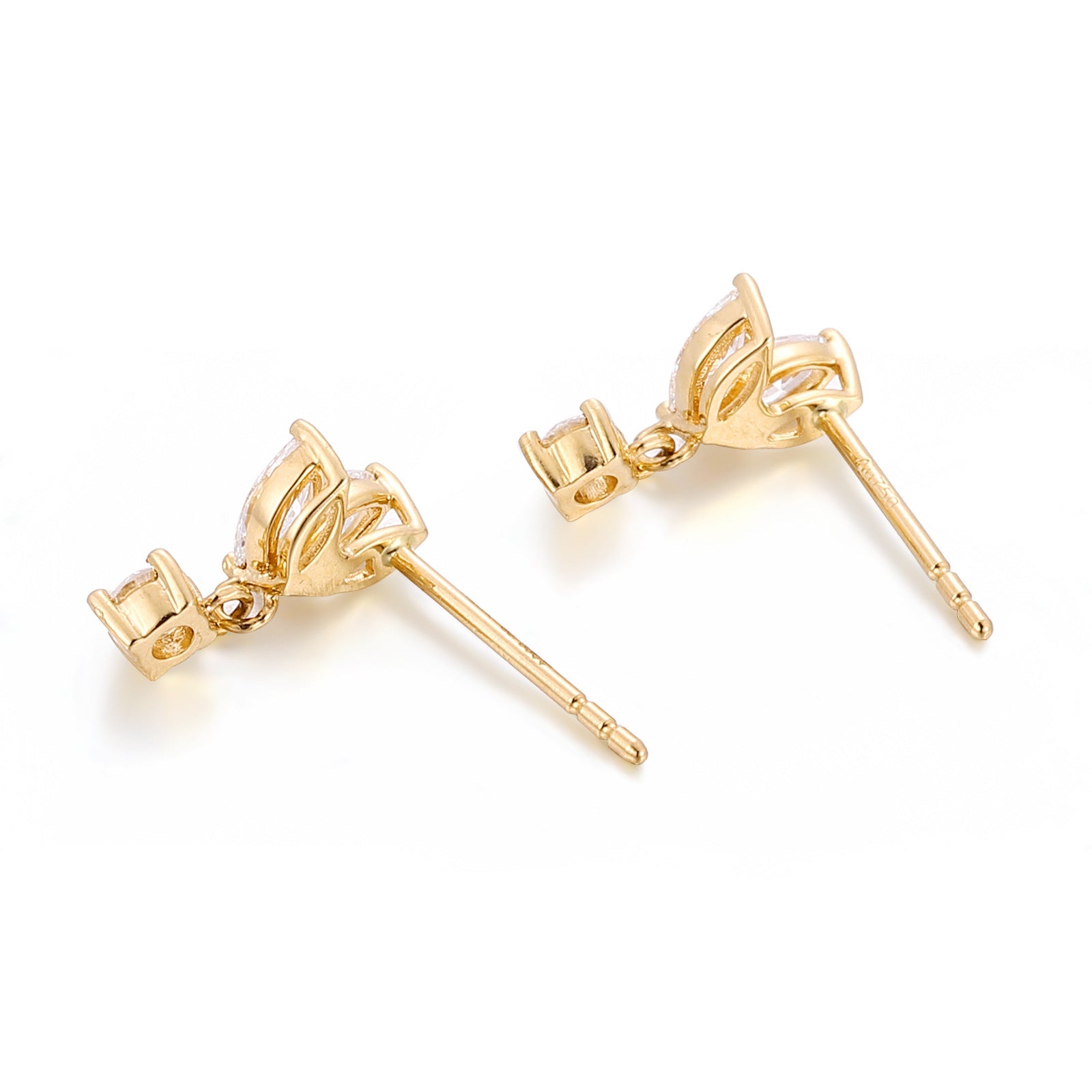 Celestial Olive Marquise Studs | 18K Solid Gold - Detail View 2 | Pebble and Glow D VVS1 Lab Grown Diamond