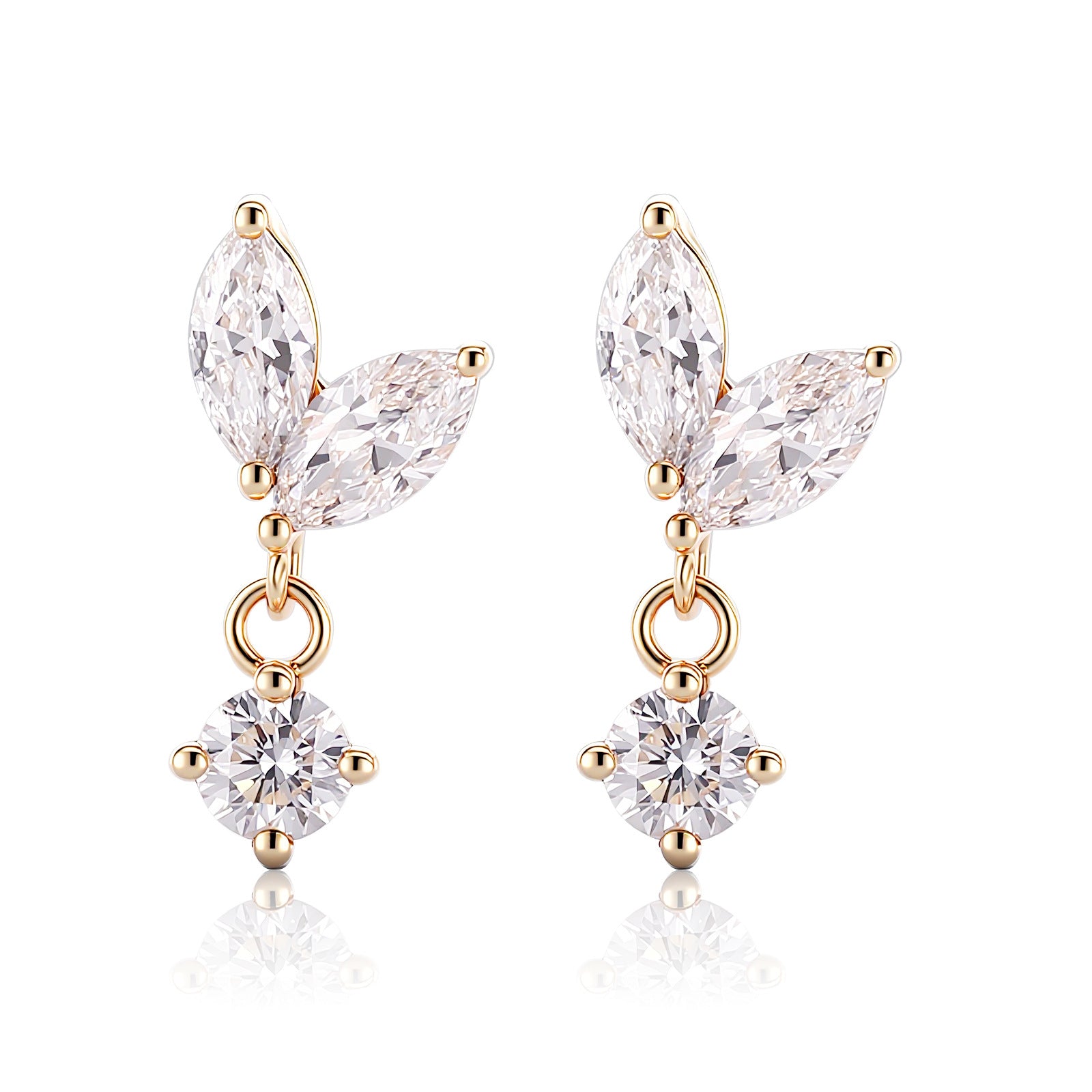 Celestial Olive Marquise Studs | 18K Solid Gold - Detail View 4 | Pebble and Glow D VVS1 Lab Grown Diamond