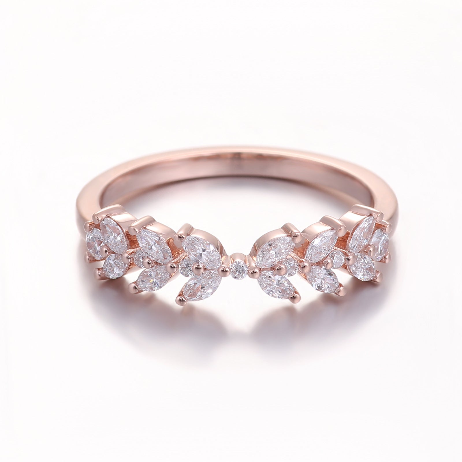 Ethereal Dual-Ring Set | 18K Rose Gold & Platinum - Main View | Pebble and Glow D VVS1 Lab Grown Diamond
