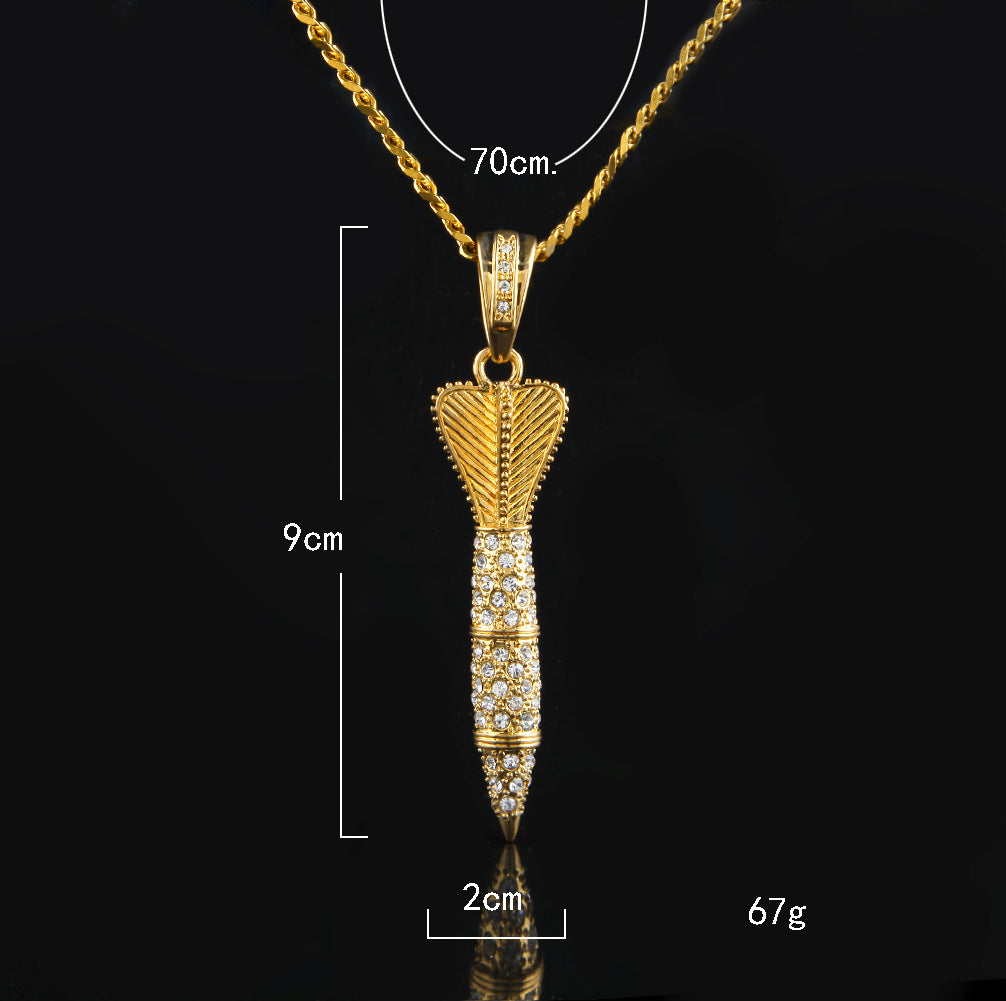 Celestial Rocket Pendant | 18K Gold Plated - Detail View 1 | Pebble and Glow Premium Jewelry