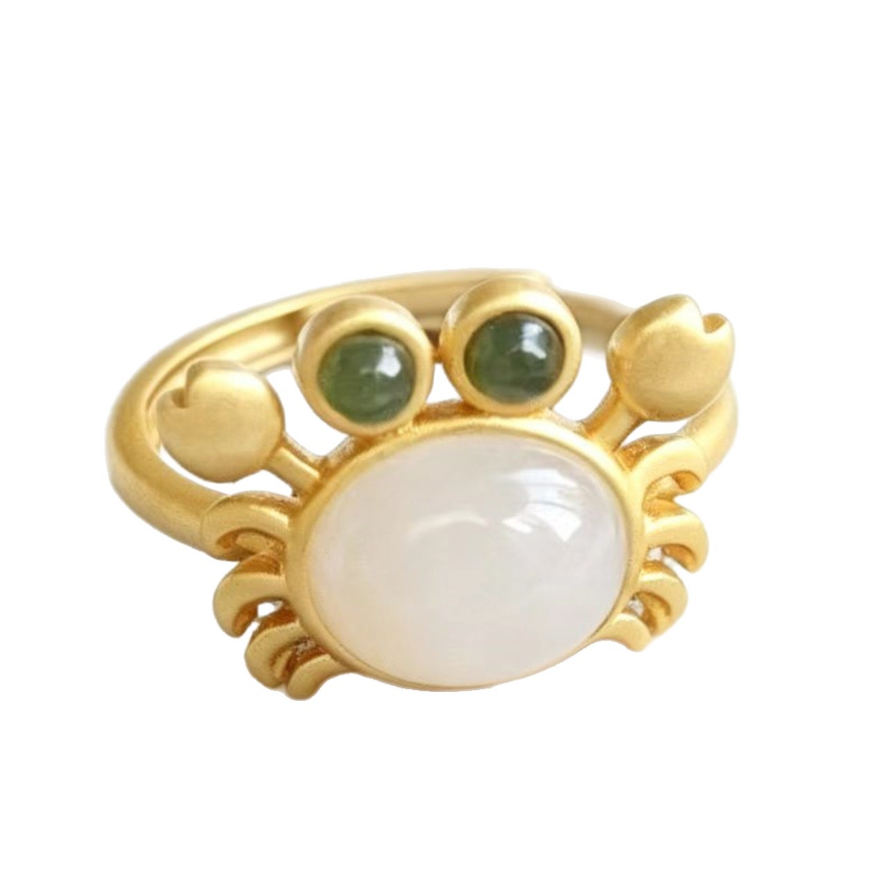 Serenity Bloom Open Ring | Hand-Carved White Jade & 18K Gold Finish - Detail View 4 | Pebble and Glow Luxury Collection