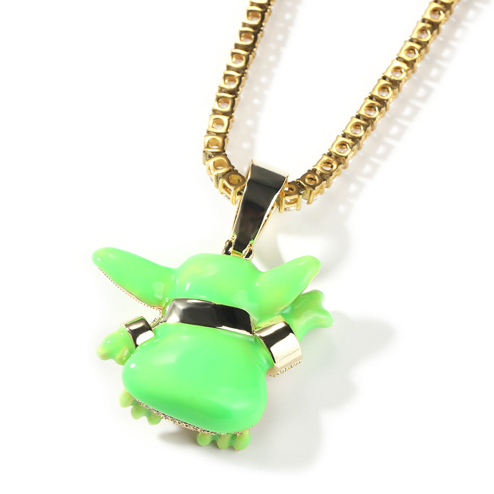 Hand-Forged Spectral Alien | Original Artisanal Glow Pendant - Side Profile View - Pebble and Glow Luxury Jewelry
