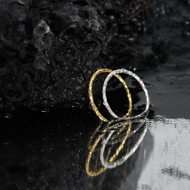Handcrafted Crushed Chrome | Artisanal Urban Ring - Close-up Detail - Pebble and Glow Luxury Jewelry