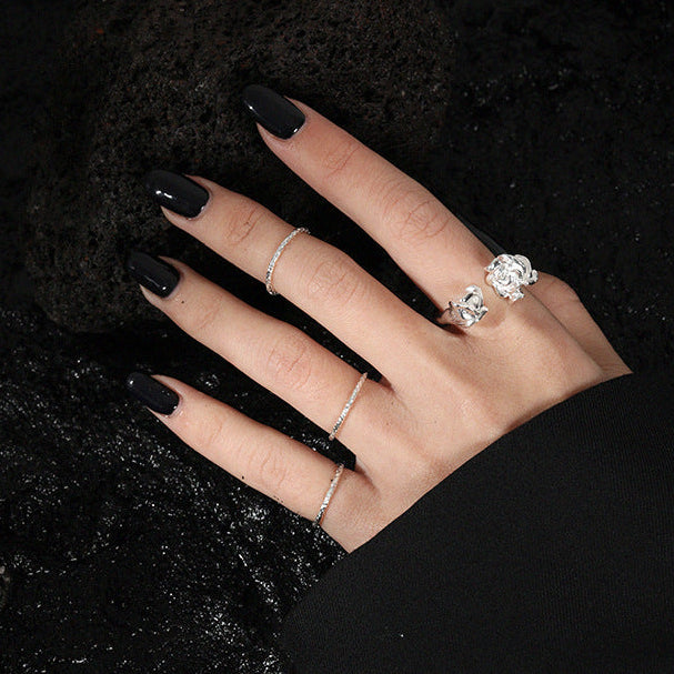 Handcrafted Crushed Chrome | Artisanal Urban Ring - Alternate View 6 - Pebble and Glow Luxury Jewelry