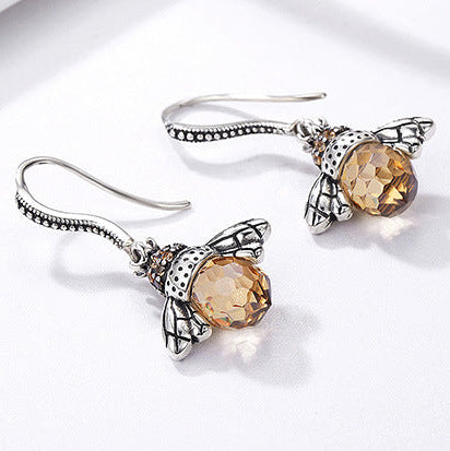 Hand-Forged Spectral Bee | Original Artisanal Drop Earrings - Alternate View 4 - Pebble and Glow Luxury Jewelry