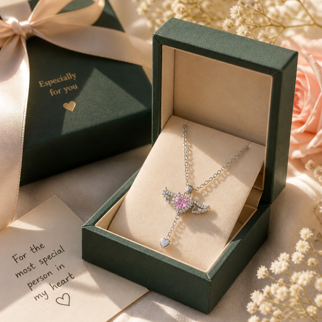 Angel Wings Heart Necklace 💖