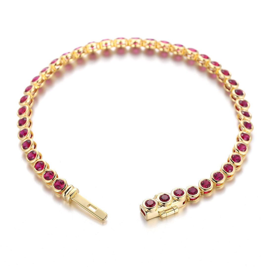 Classic Ruby Tennis Bracelet | 14/18K Solid Gold - Alternate View 5 - Pebble and Glow Luxury Jewelry