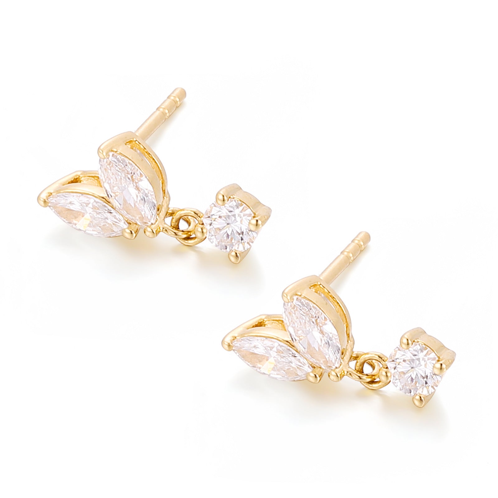 Celestial Olive Marquise Studs | 18K Solid Gold - Alternate View 5 - Pebble and Glow Luxury Jewelry