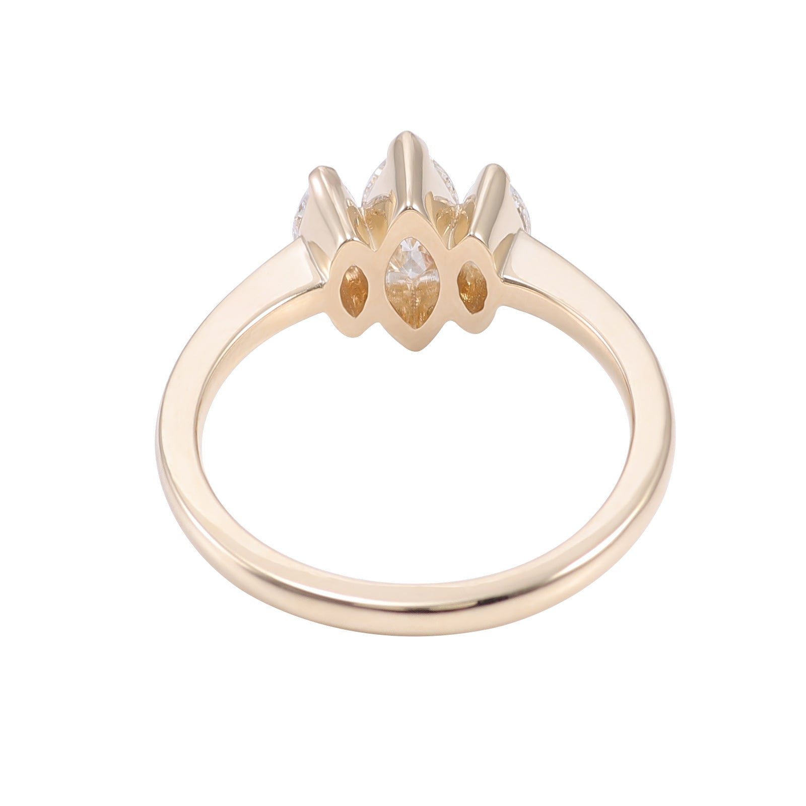 Marquise Solitaire & Row Diamond Ring | 14/18K Solid Gold - Alternate View 5 - Pebble and Glow Luxury Jewelry