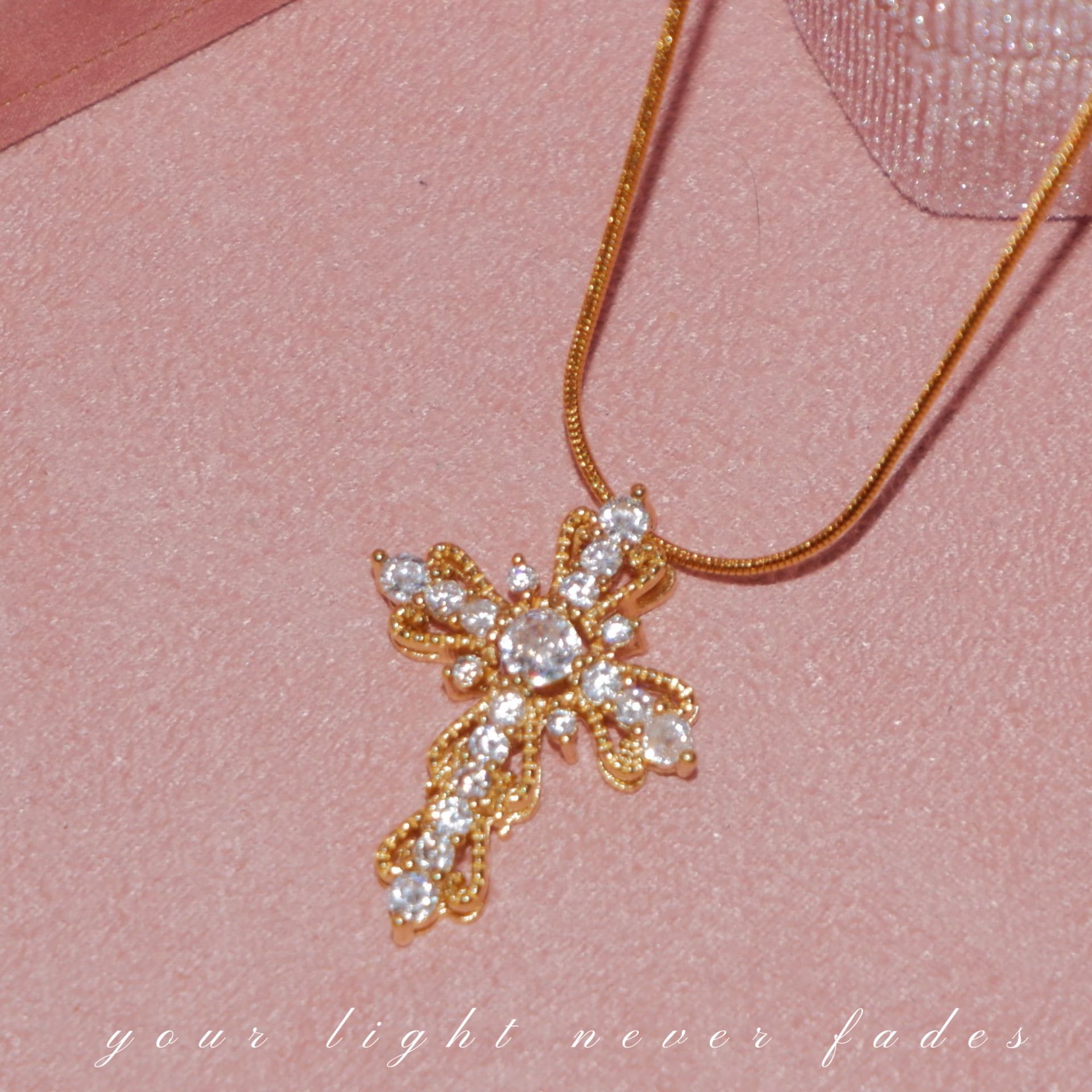 Celestial Cross Pendant | Urban Minimalist Necklace | Pebble and Glow Luxury Jewelry