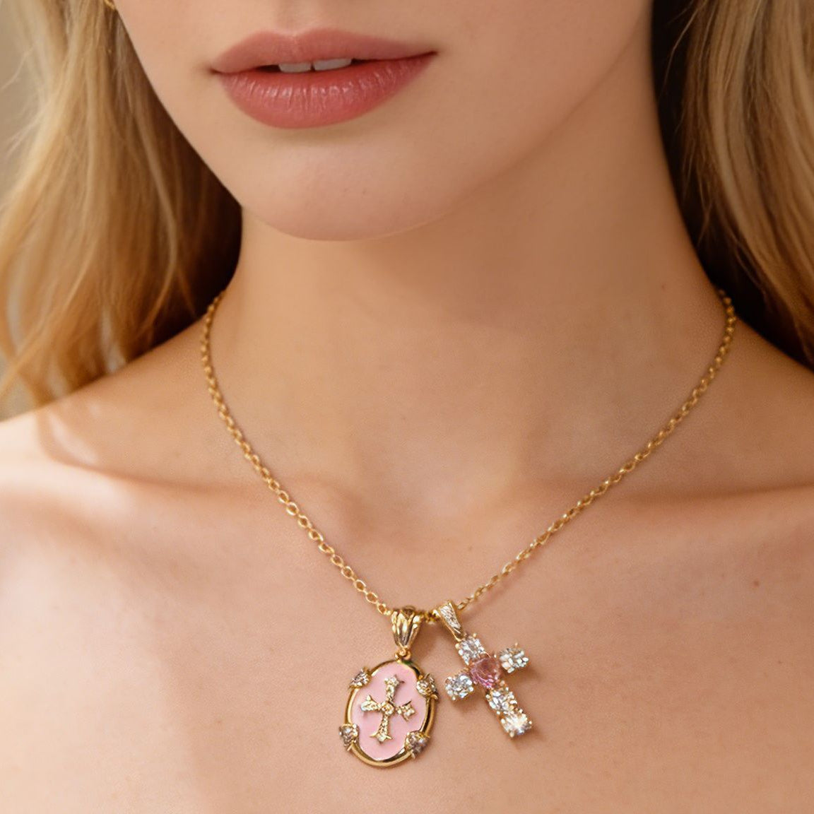 Celestial Cross Choker | Radiant Gold Plated