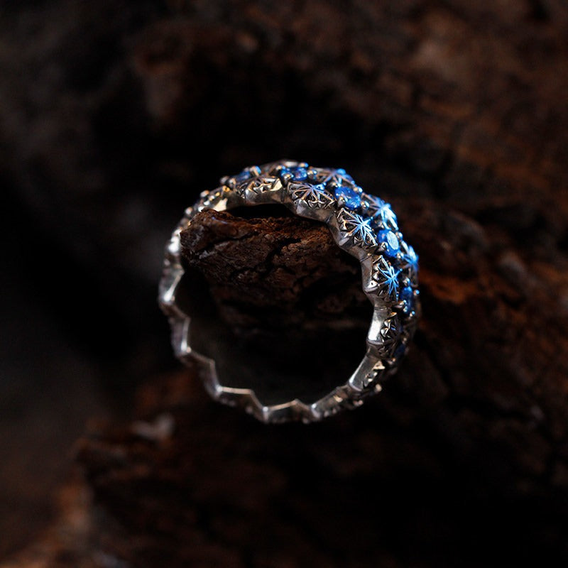 Heritage Mesh Open Ring | Minimalist Urban Band - Side Profile View - Pebble and Glow Luxury Jewelry