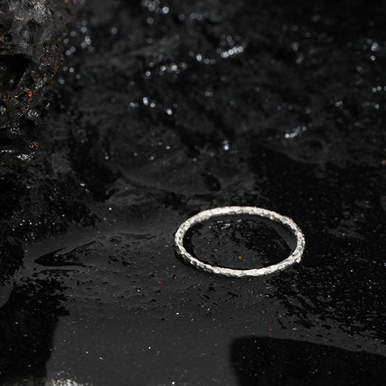 Handcrafted Crushed Chrome | Artisanal Urban Ring - Alternate View 4 - Pebble and Glow Luxury Jewelry