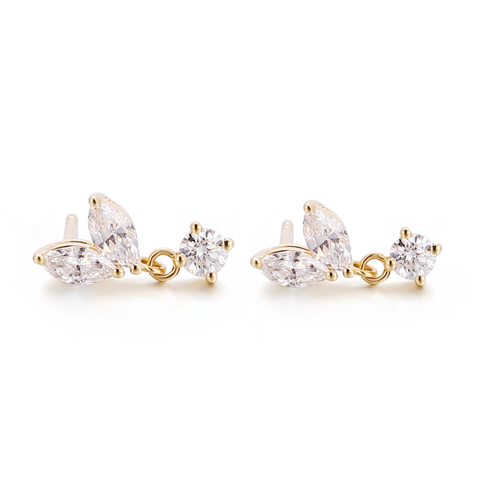 Celestial Olive Marquise Studs | 18K Solid Gold - Alternate View 6 - Pebble and Glow Luxury Jewelry
