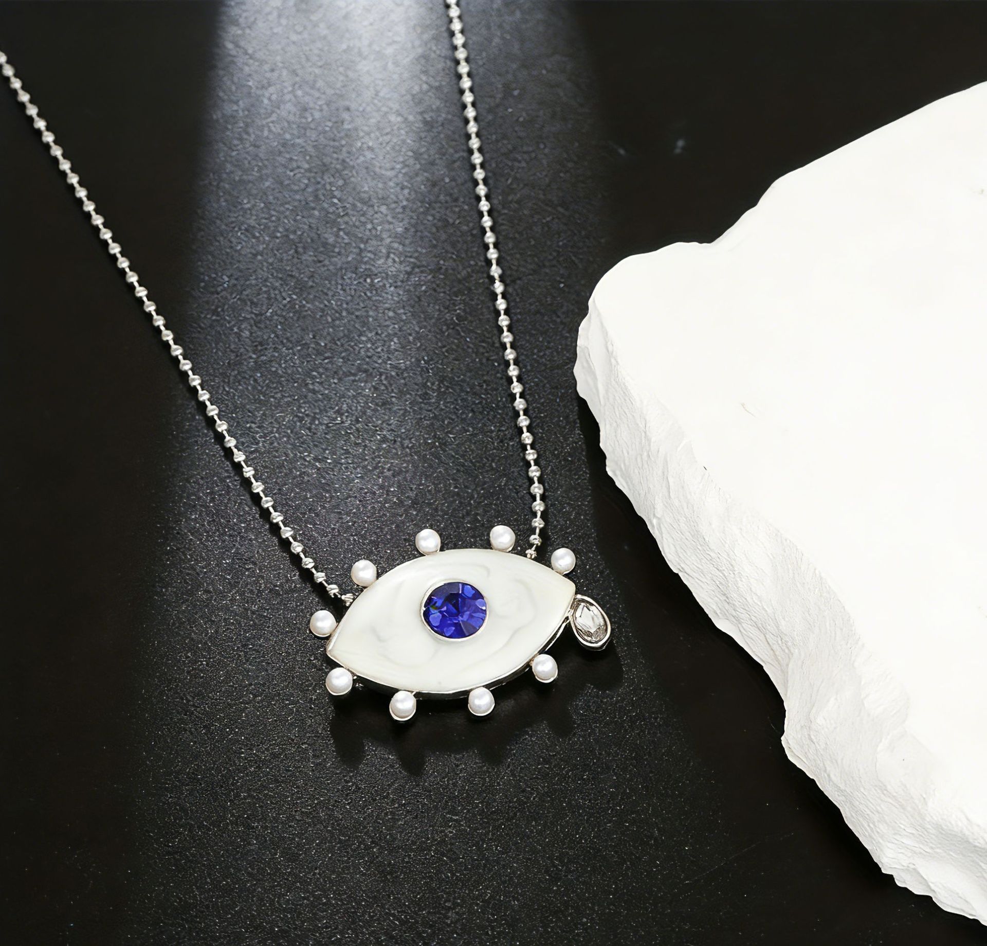 Celestial Evil Eye Pendant Necklace | 18K Gold Plated - Detail View 6 | Pebble and Glow Premium Jewelry