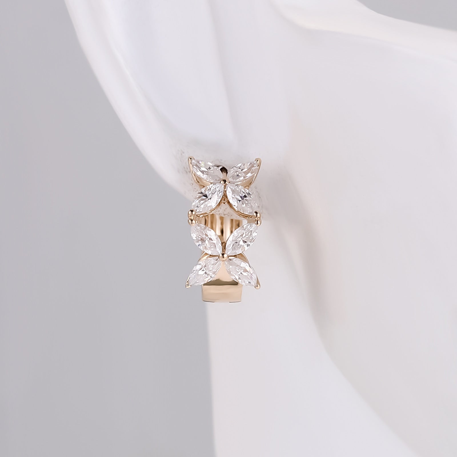 Marquise Cut Diamond Stud Earrings | 14K Solid Gold - Detail View 5 | Pebble and Glow D VVS1 Lab Grown Diamond