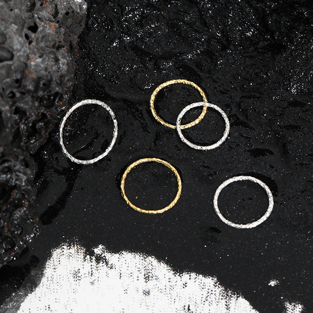 Handcrafted Crushed Chrome | Artisanal Urban Ring - Alternate View 5 - Pebble and Glow Luxury Jewelry