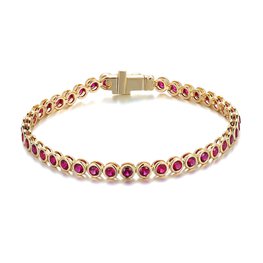 Classic Ruby Tennis Bracelet | 14/18K Solid Gold - Alternate View 4 - Pebble and Glow Luxury Jewelry