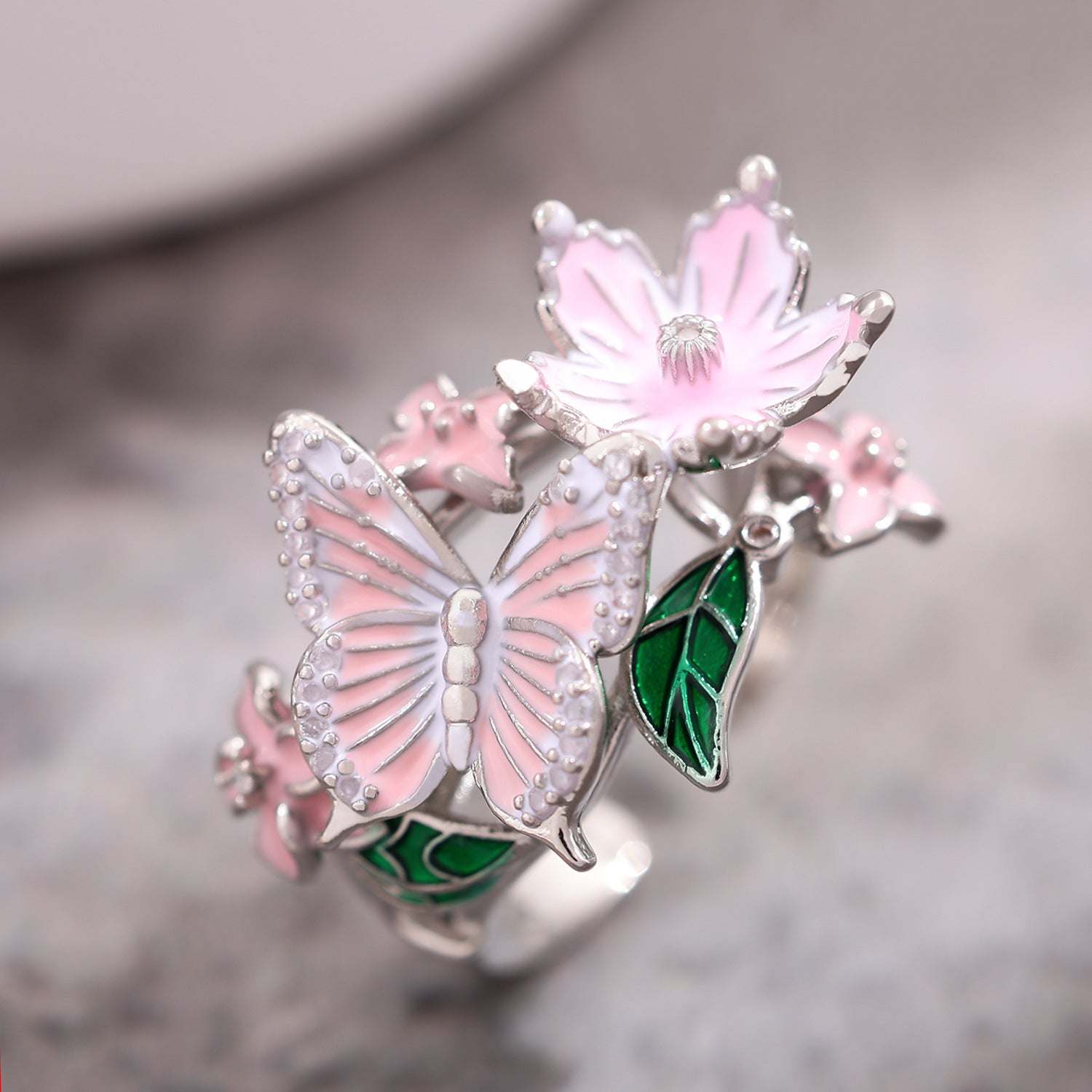 Vibrant Butterfly Niche Ring | 18K Gold Plated - Detail View 6 | Pebble and Glow Premium Jewelry