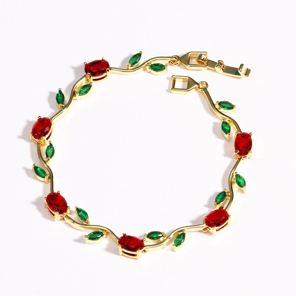 Natural Leaf Multi-Color Bracelet | 18K Gold Plated - Detail View 12 | Pebble and Glow Premium Jewelry