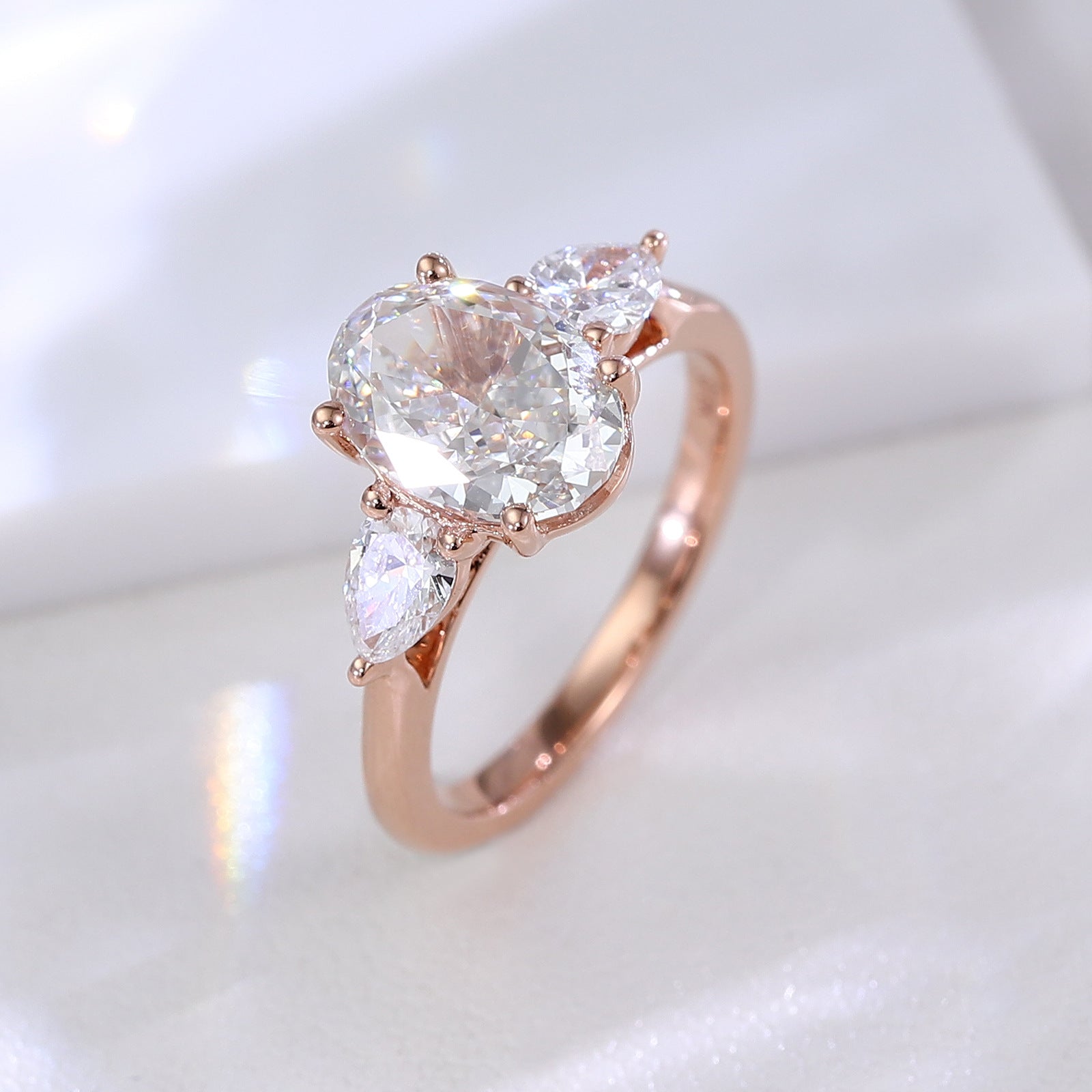 Majestic Solitaire Diamond Ring | 14/18K Solid Gold - Close-up Detail - Pebble and Glow Luxury Jewelry