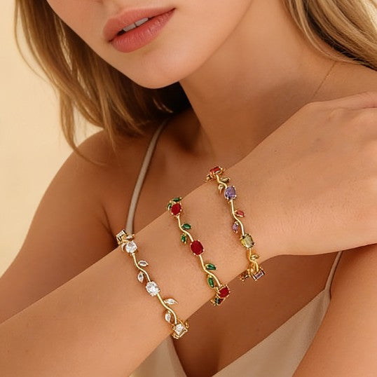 Natural Leaf Multi-Color Bracelet