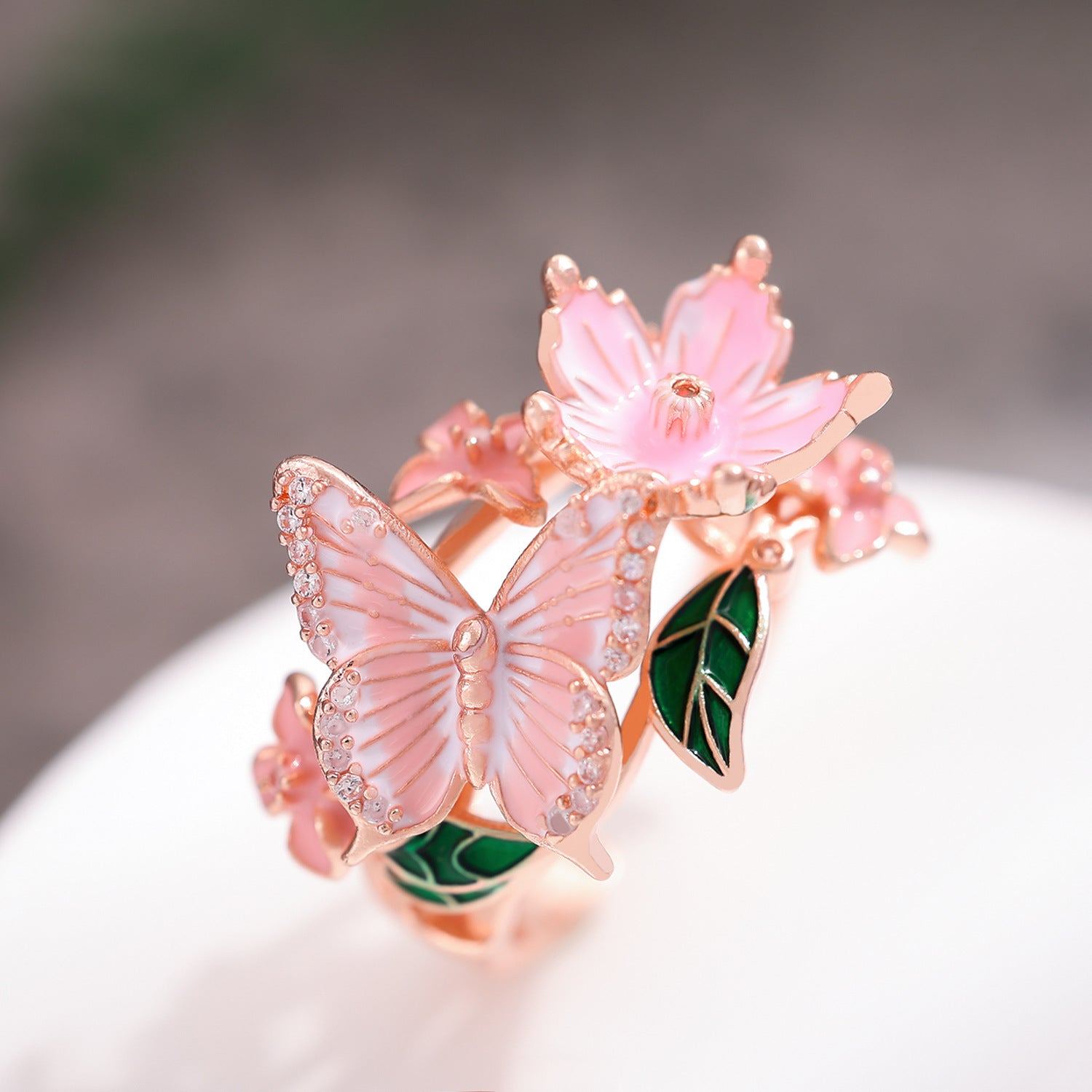 Vibrant Butterfly Niche Ring | 18K Gold Plated - Detail View 7 | Pebble and Glow Premium Jewelry