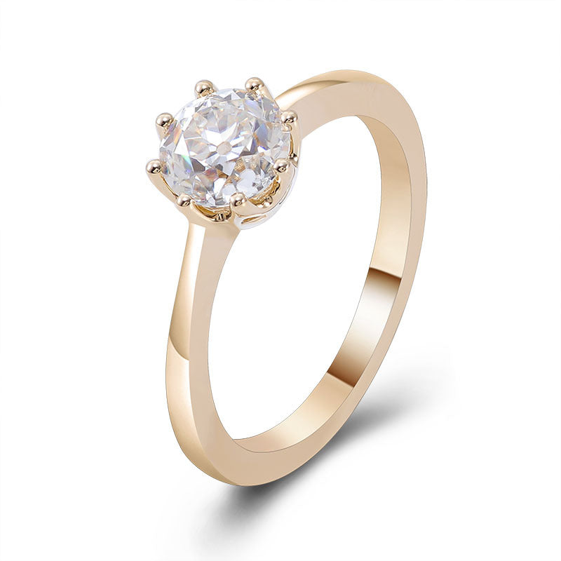 Eight-Prong Heritage Solitaire Ring | 14/18K Solid Gold - Side Profile View - Pebble and Glow Luxury Jewelry