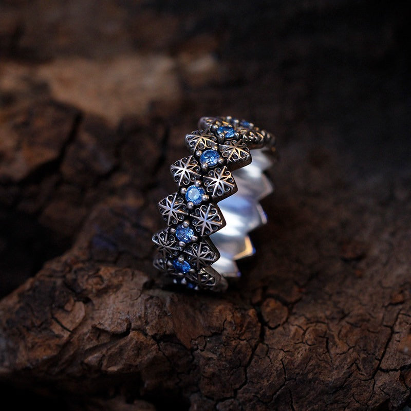 Heritage Mesh Open Ring | Minimalist Urban Band - Alternate View 4 - Pebble and Glow Luxury Jewelry