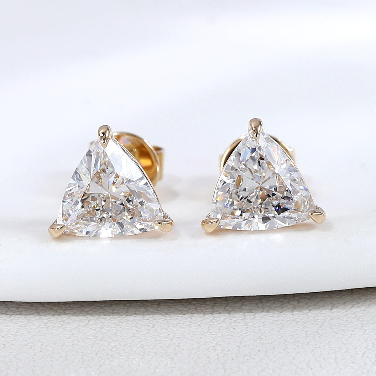 Geometric Diamond Stud Earrings |  14/18K Solid Gold - Alternate View 6 - Pebble and Glow Luxury Jewelry