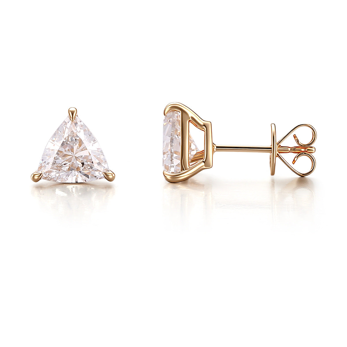 Geometric Diamond Stud Earrings |  14/18K Solid Gold - Alternate View 8 - Pebble and Glow Luxury Jewelry