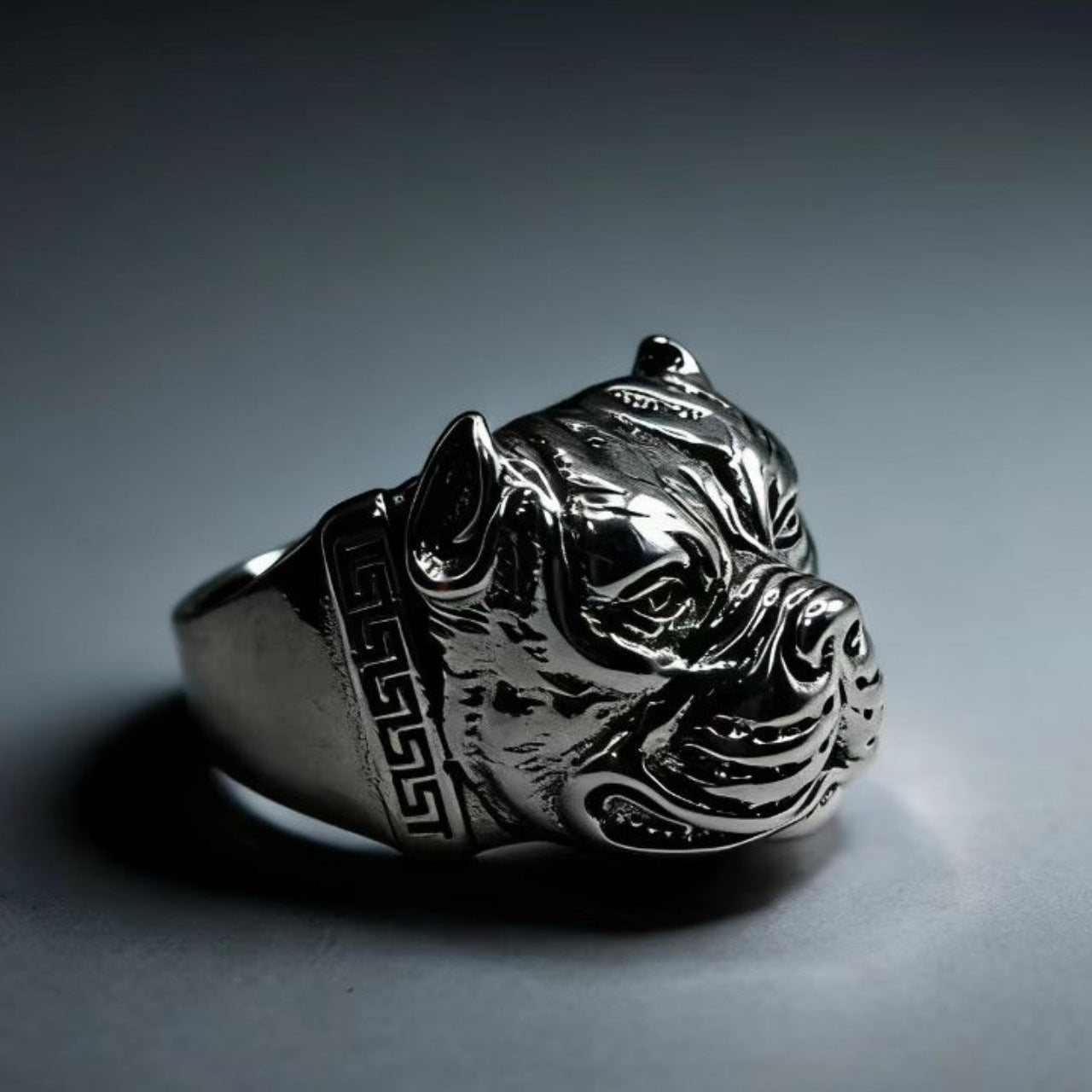 Pitbull Dominant Ring | Urban Retro Statement Piece - Alternate View 4 - Pebble and Glow Luxury Jewelry